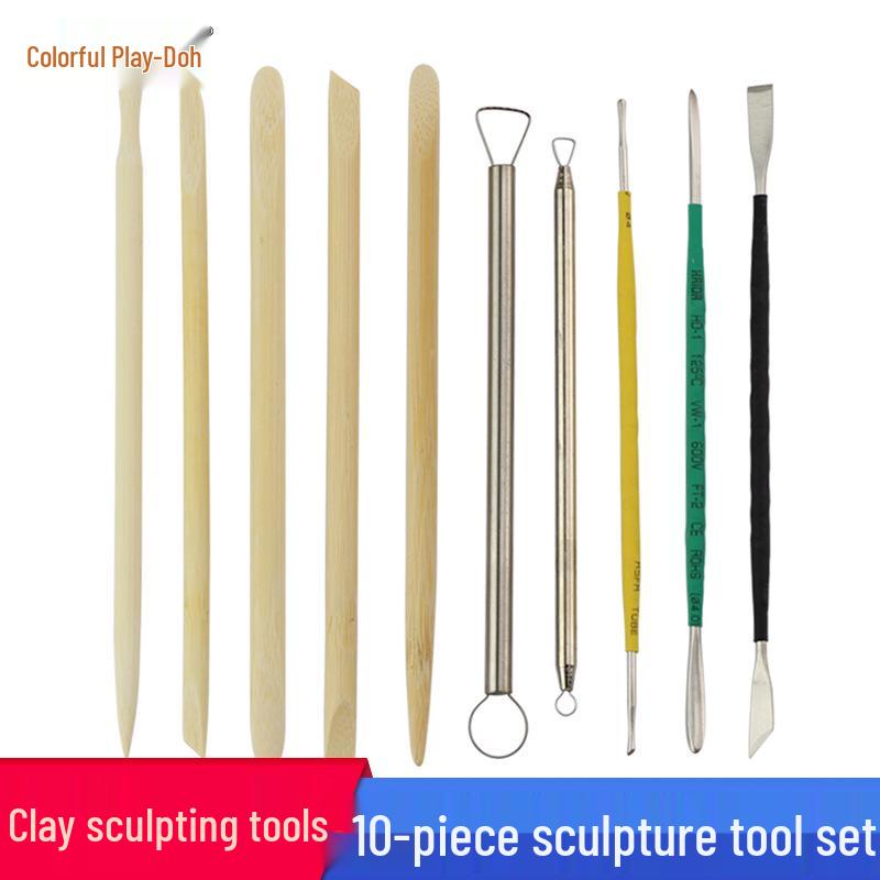 10-Piece Fine Carving Oil Clay Sculpture Tool Set - Knives & Tools for Pottery & Clay Sculpting