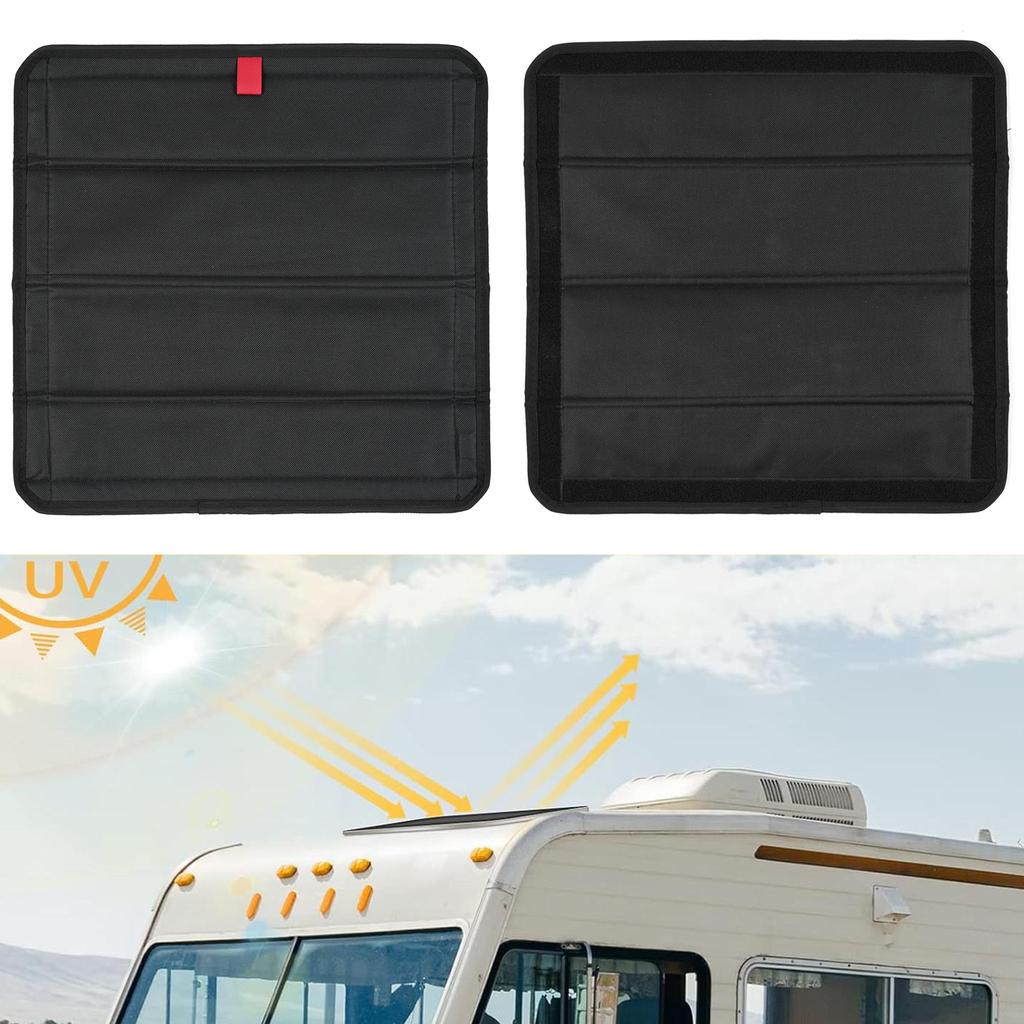 RV Window Shade, Foldable Magnetic RV Skylight Shade Cover UV Rays Protection Trailer Window Cover (16 *16 , Black)