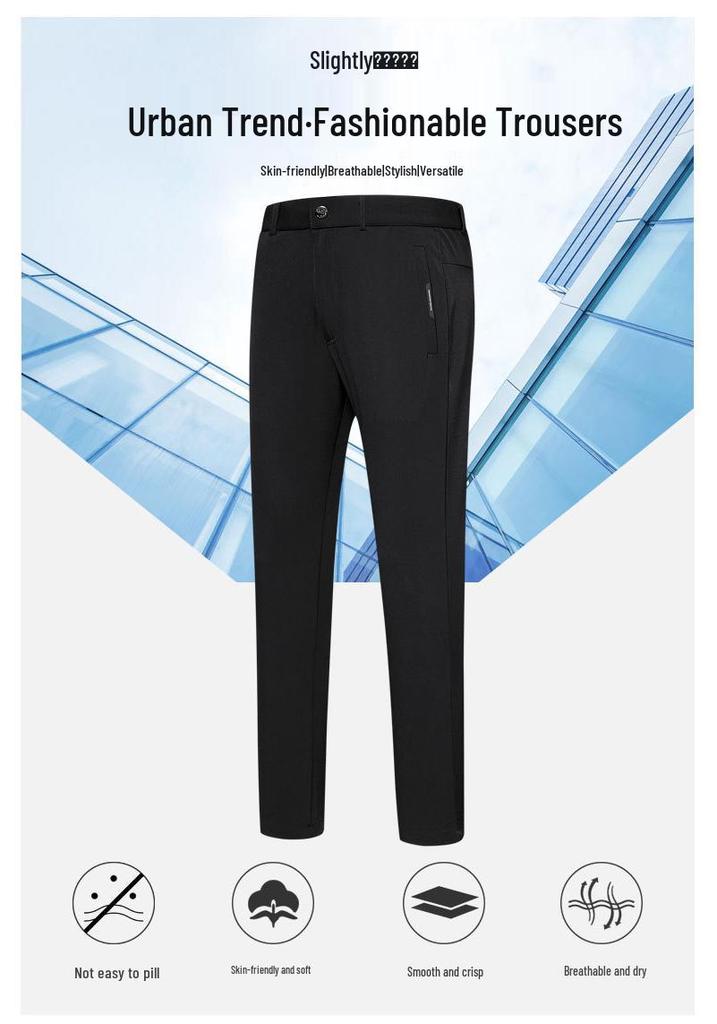 Men's Quick-Dry Sports Casual Pants with Zipper Pockets - Plus Size, Loose Fit, Straight Leg, 2023 Spring/Autumn Collection