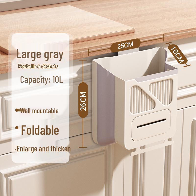 Wall-Mounted Folding Trash Can: Door-Hanging Waste Bin for Kitchen, Car & Home