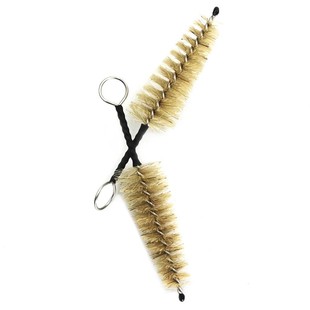 Mouthpiece Cleaning Brush 2 Pcs Wind Instrument Brown Natural Mane Brush for Saxophone Clarinet Trumpet Flute Accessories