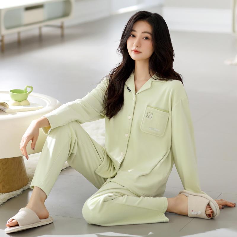 

Pajamas Ladies Autumn And Winter Thickened Warm Long Sleeve Island Fleece Suit Winter Coral Fleece Loungewear 3XL