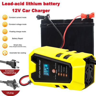 12V Pulse Repair 6A Fast Charge For Car/Motorcycle Lead-acid Lithium Car Battery Charger LCD Display Battery Tester