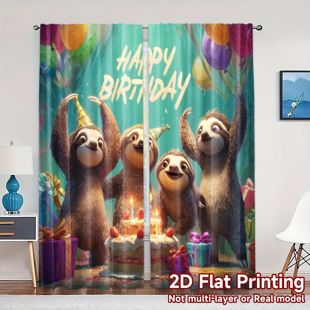 

Set Of 2 Flat Printing Curtains Without Rod Made Polyester W100*H70(CM)-Rod Pocket&1PCS