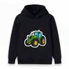 Kids Boys Girls Hoodie, Cute Farm Tractor Pattern Casual Long Sleeve Pullover Hooded Sweatshirt for Daily Wear