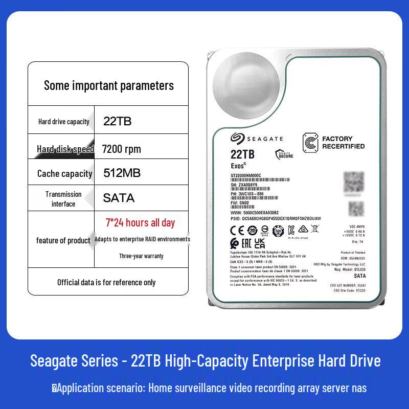 Seagate Exos 22TB Enterprise Hard Drive