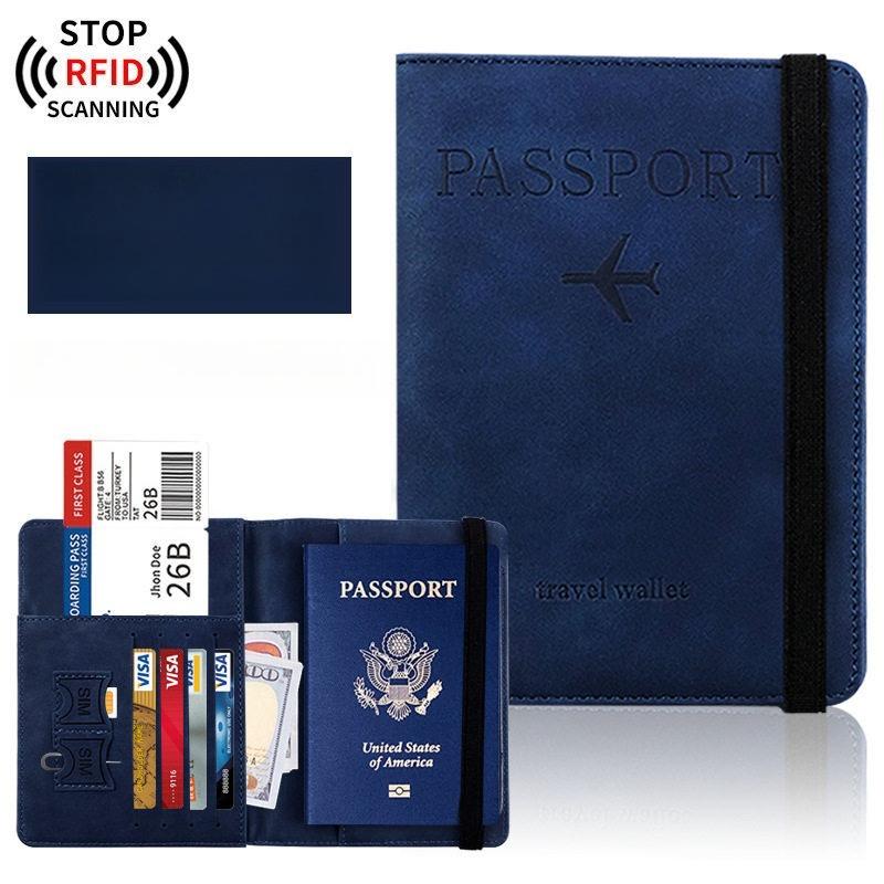Men Women Travel Passport Holder Cover Case RFID PU Leather Credit ID Card Holder Case Ticket Protective Wallet