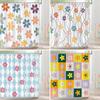 Colourful Flower Shower Curtain Geometric Lines Square Fresh Elegant Polyester Kids Shower Curtains Bathroom Decor With Hooks