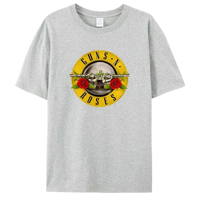 2025 Summer Men Guns N Roses Printed T-Shirt Cotton Hard Rock Band Men and Women Te Hip Hop Music Clothing