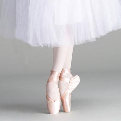 Professional Women Ballet Practice Pointe Flat Sole Dance Shoes with Ribbons