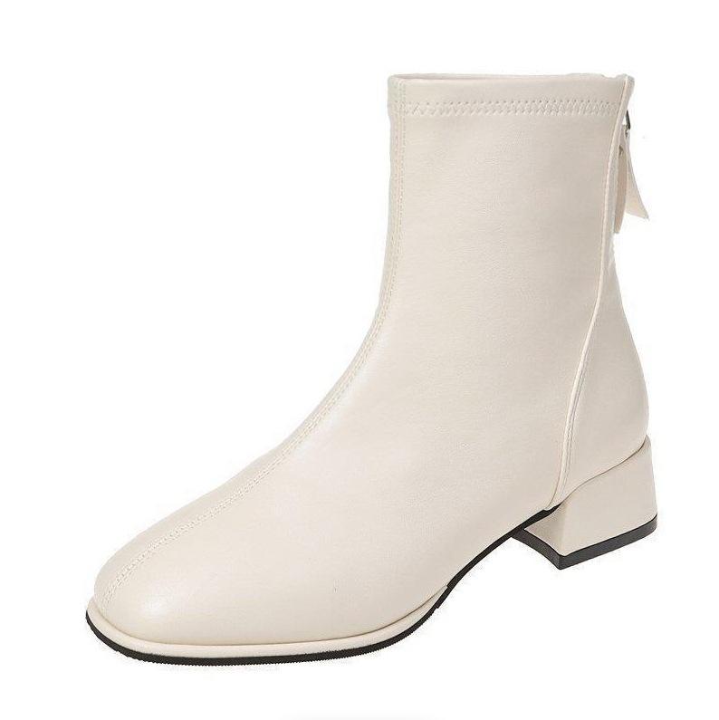 Short boots women's 0000 autumn and winter new thick heel square head retro versatile thin boots spring and autumn single boots British style Martin