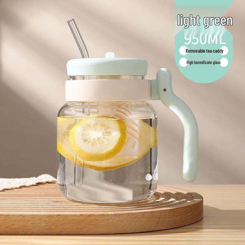 Anti-scald Glass Tea Infuser Cup with Straw