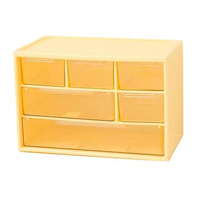 3-vrstvový stolný zásuvkový úložný box 6 priehradiek Box na organizáciu šperkov, kozmetiky, šošoviek pre malé predmety Žltý
