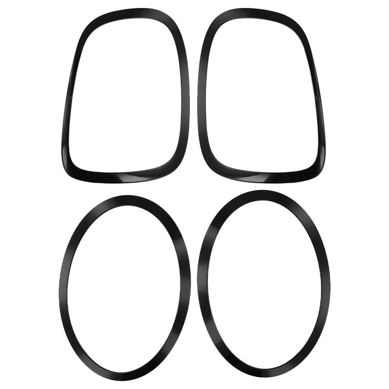 4pcs/set For Mini For Cooper Gloss Black Headlight Rings Trims+ Taillight Rings Trim New For Mini F55/F56/F57 14-21
