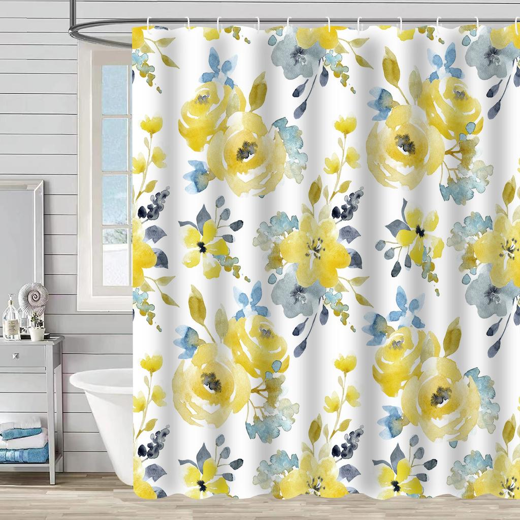 SHU1 3D Printed Tropical Jungle Plants Design Bath Curtain Polyester Waterproof Shower Curtain, 180x180cm
