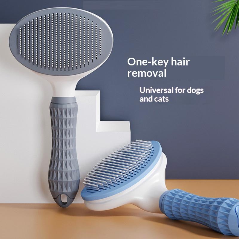 Factory Custom Dog and Cat Hair One Key Remove Hair Comb Pet Massage Shedding Remover Pet Self Cleaning Cat Grooming Brush