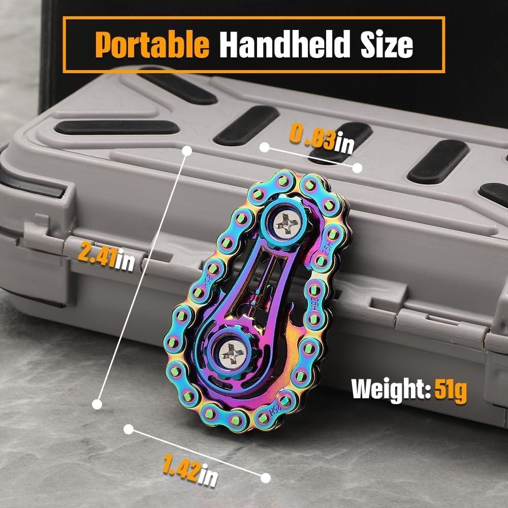 Fidget Chain,Sensory Bike Chain EDC Anti Stress Relief Anxiety Metal Fidget Finger Hand Spinner Toys For Kids Adults ADHD Autism