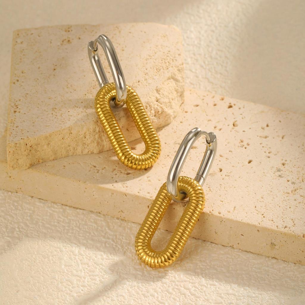 High Polish Chunky Oval Earrings for Women,Waterproof Stainless Steel Hoop Earrings,Trendy Geometric Jewelry Gifts