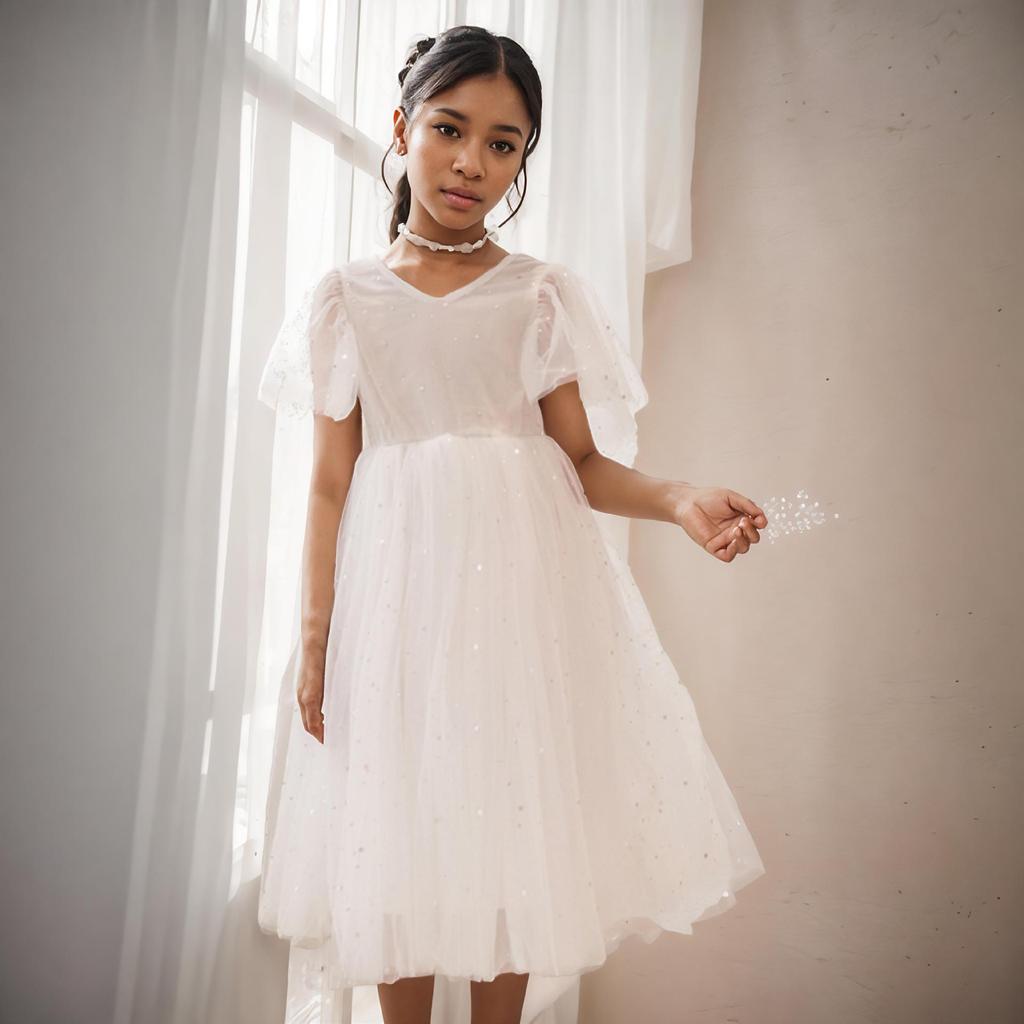 2025 Summer Star Mesh Princess Dress - Children's Gauze Skirt for Big Kids, 430g