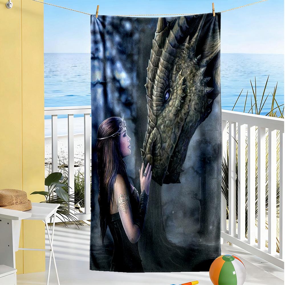 Gothic Style Beach Towel Soft Durable Quick-Dry Comfortable Lightweight Portable for Swimming,Beach,Camping, Travel, Beach Accessories,Gym