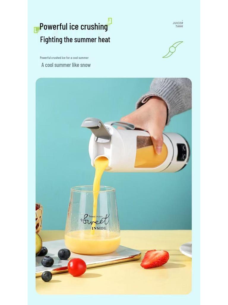 Compact Double-Motor 12-Blade Portable Juicer Cup - Multi-Functional Mini Smoothie Maker for Students