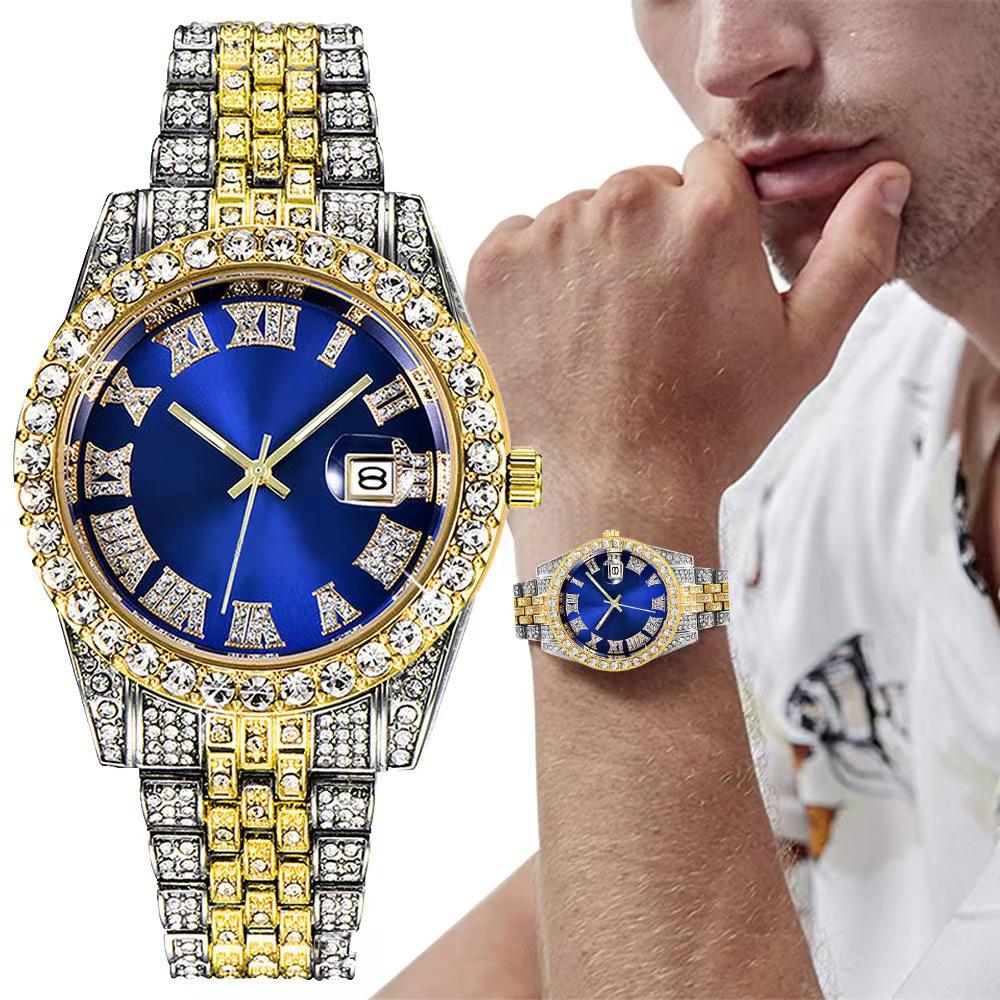 Luxury Roman Numeral Diamond Calendar Women's Quartz Fashion Watch