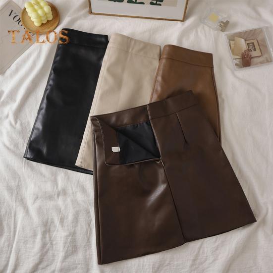 Mini Skirt A-Line High Waist Solid Color Women Skirt Autumn Winter Windproof Hip Wrapped Skirt Daily Wear
