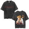 Washed Vintage Anime Death Note Ryuk T Shirts Men Women Fashion Oversized Crewneck Tshirts Mens Cartoon Manga Merch Streetwear