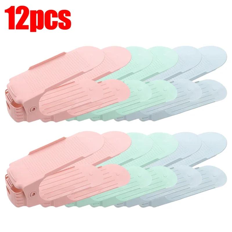 1/12PCS Durable Adjustable Shoe Organizer Wardrobe Shoes Storasge Footwear Support Slot Space Saving Shoes Storage Rack Shoebox