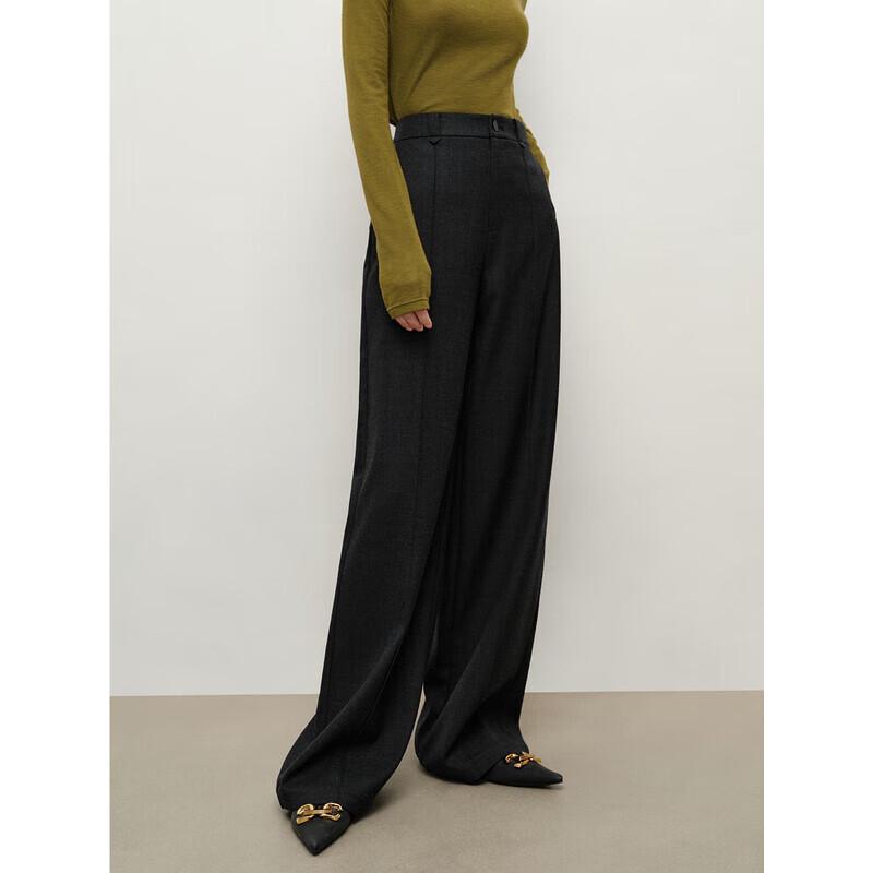 JUZI Annakou Women's Casual Fine Wool Blend Wide-Leg Pants