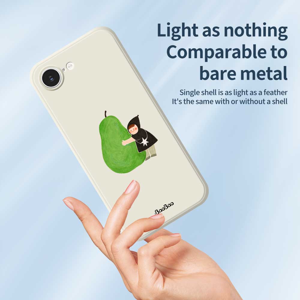 Pro iPhone 16e Pouzdro Hug Zelená Hruška Vzor Potisk Rovná Hrana TPU Kryt na Zadní Stranu Telefonu