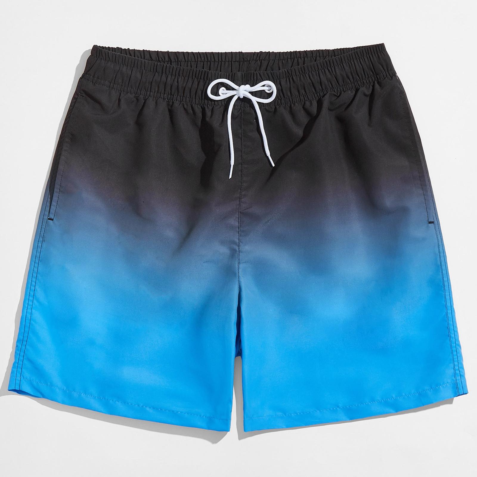 

Men s Fashion Casual Swim Trunks Gradient Color Seaside Holiday Beach Short Pants Casual Board Shorts XL синій