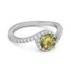 Peridot Halo Twist Pavé Band Ring - Sterling Silver