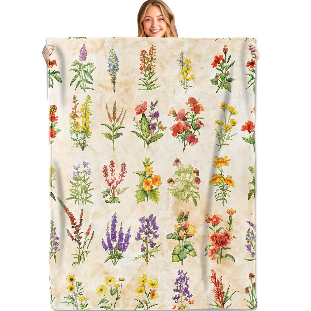 Bemalter Kolibri mit Blumen digital bedruckte Polyester-Samt-Flanell-Decke Weiche Fleece-Sofa-Abdeckdecken für Betten