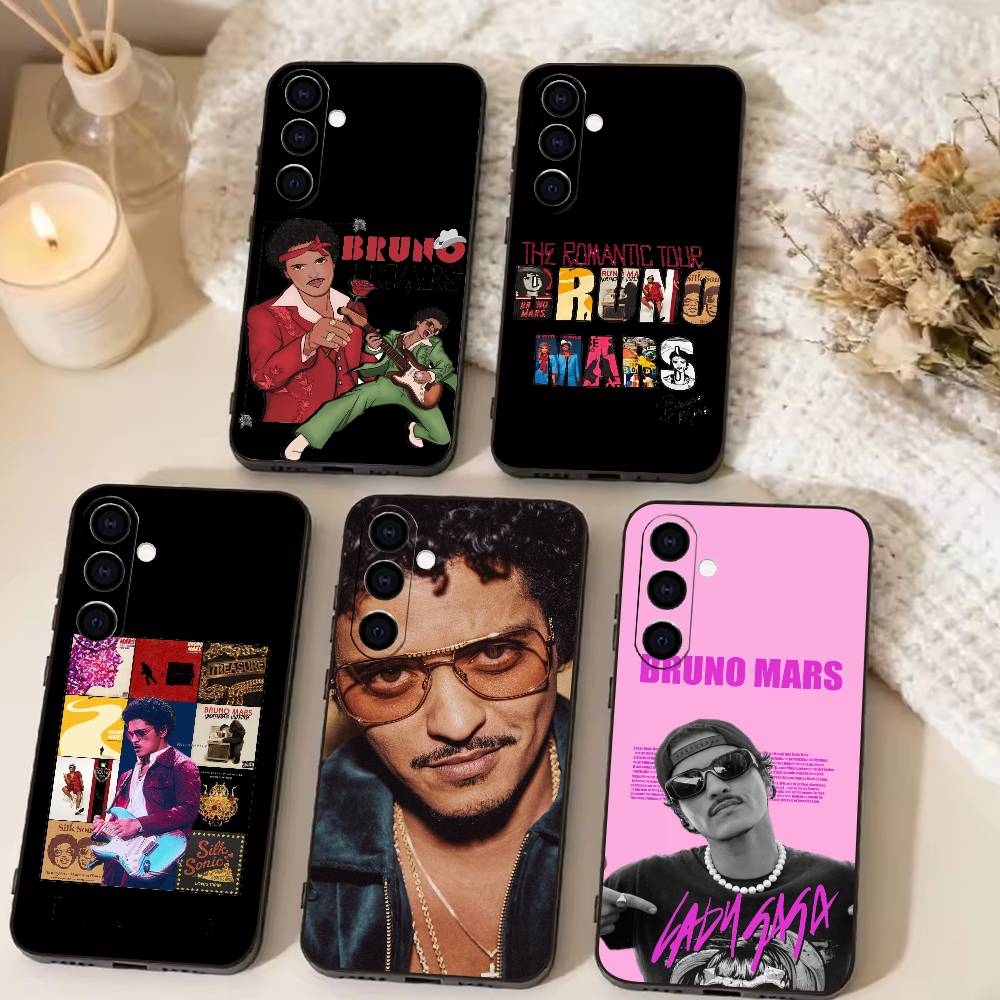 Hot Singer Brunos M-Mars Phone Case Black Silicone Soft For Samsung Galaxy A73,A72,A71,A70,A53,A52,A51