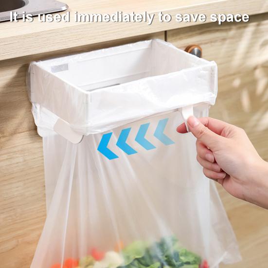 2Pcs Foldable Trash Bag Holder with Magnetic Closure Wall Mounted Folding Garbage Rack Collapsible Hanging Garbage Bag Holder