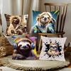 Funny Sloth DJ Pillow Case Fashion Square Pillowcase Bedroom Sofa Room Ins Decoration Leisure