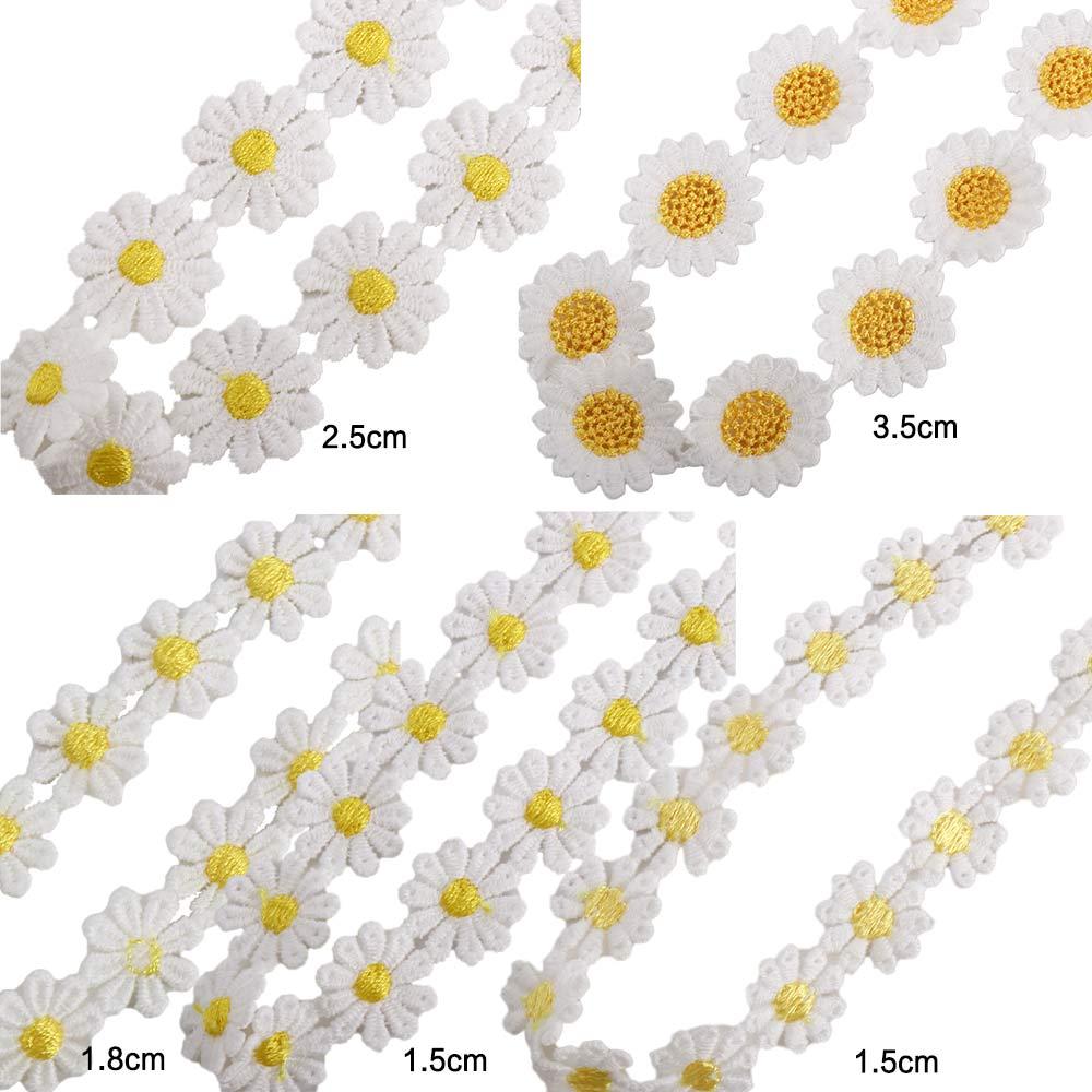 Bright Embroidered Headwear Decor Handmade DIY Craft Daisy Lace Trim Sewing Supplies Ribbon