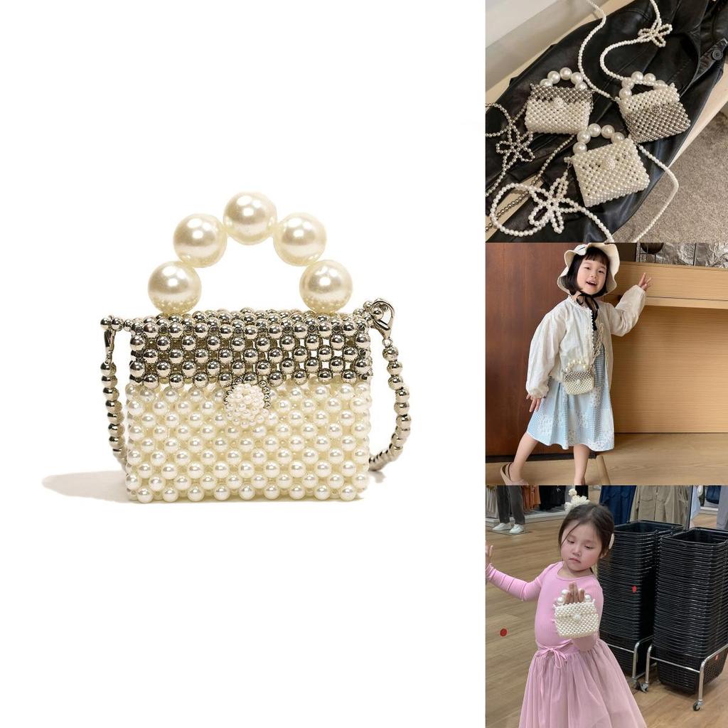 Stylish Pearl Childrens Crossbody Bag With Color Block Design For Kids Summer Fashion