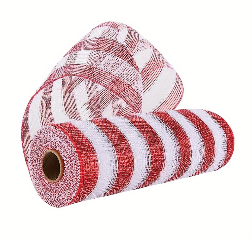 

DIY Ribbon Roll Featuring Striped Netting for Festive Christmas For Wreaths Garland Bows and Seasonal Decorations