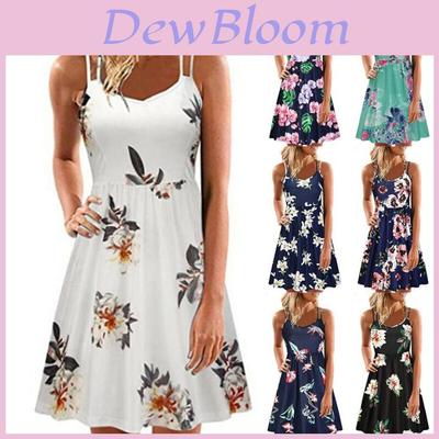 Elegant Women's Summer Sleeveless Floral Beach Dress Perfect For Holiday Occasions Size S-5xl