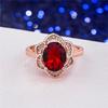 18K Rose Gold Flower Ring with Red Tourmaline and Diamond Cluster