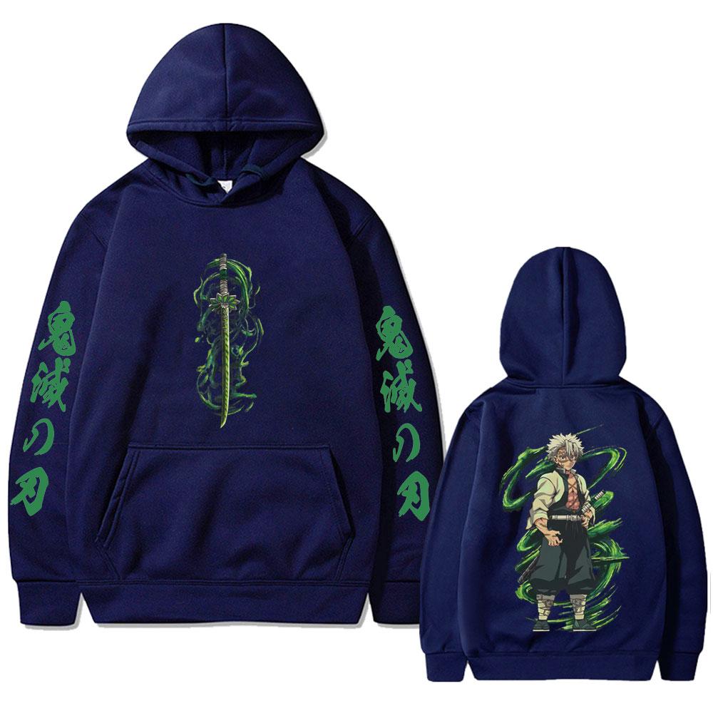 Anime Demon Slayer Wind Hashira Shinazugawa Sanemi Graphic Hoodie Men Women Cartoon Casual Pullover Male Fleece Hoodies