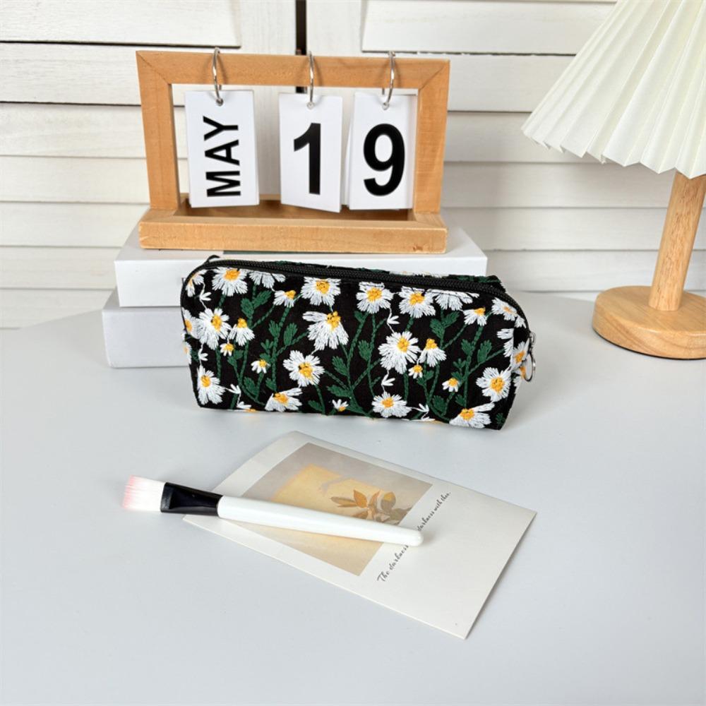 Dustproof Embroidered Cosmetic Bag Large Capacity Pencil Case Simple Cosmetic Storage Bag Travel