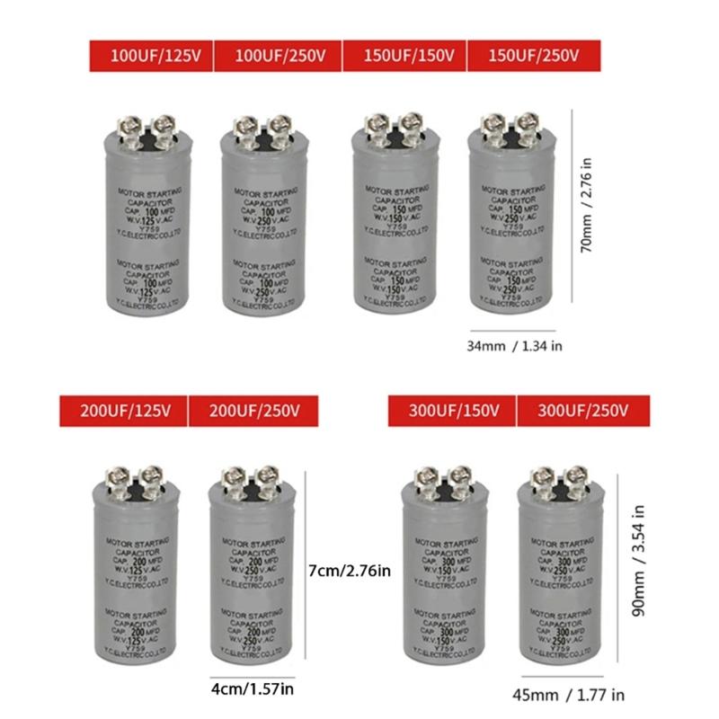 CD60 125V/250V 50UF-1200UF Motor Starting Running Capacitor Motor Start Capacitor Household Industrial Applications