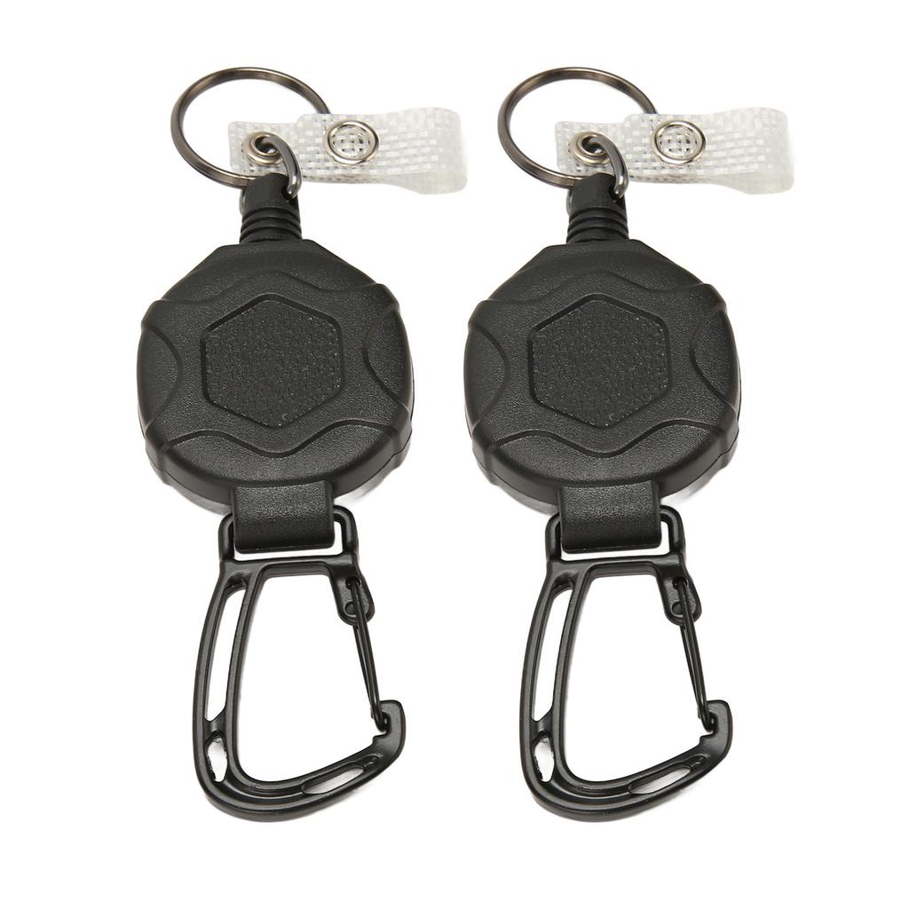 2 Adet Geri Çekilebilir Anahtarlık Ağır Hizmet Tipi Karabina Kimlik Kartı Tutucu Geri Çekilebilir Çelik Tel Halatlı