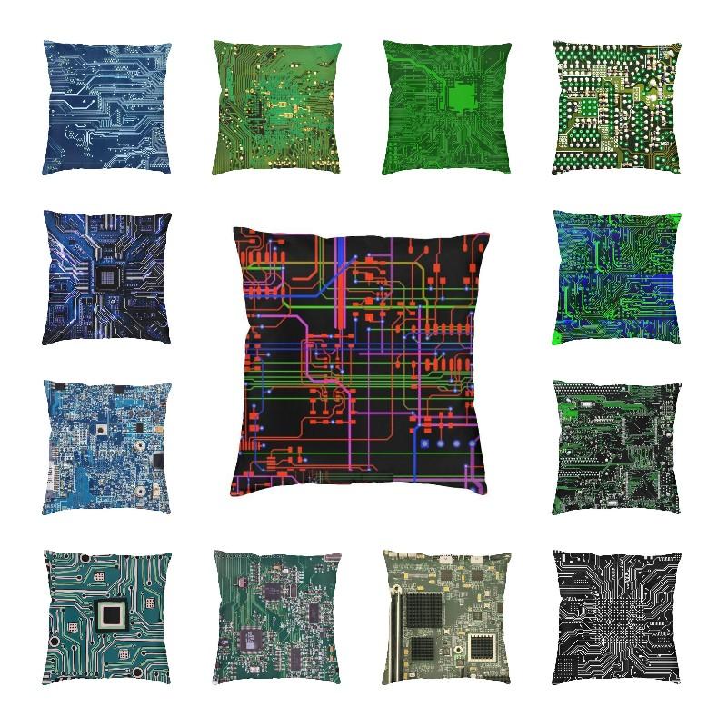 Lu Xika Chen Unisex Geek Computer Circuit Board Cushion Cover 40X40cm Programmer Hacker Tech Soft Luxury Throw Pillow Home Decor
