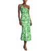 New European and American Women's Clothing Sexy Suspender Dress Printed Diagonal Neck Fishtail Dress Temperament Commuting