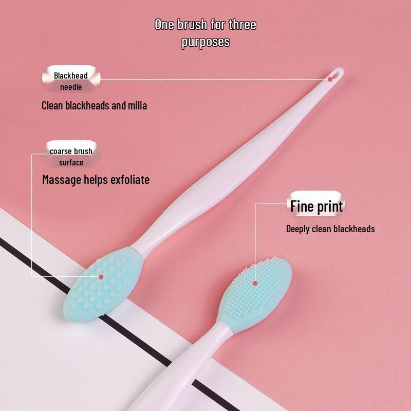 Dual-Sided Facial Cleansing & Exfoliating Brush for Blackheads