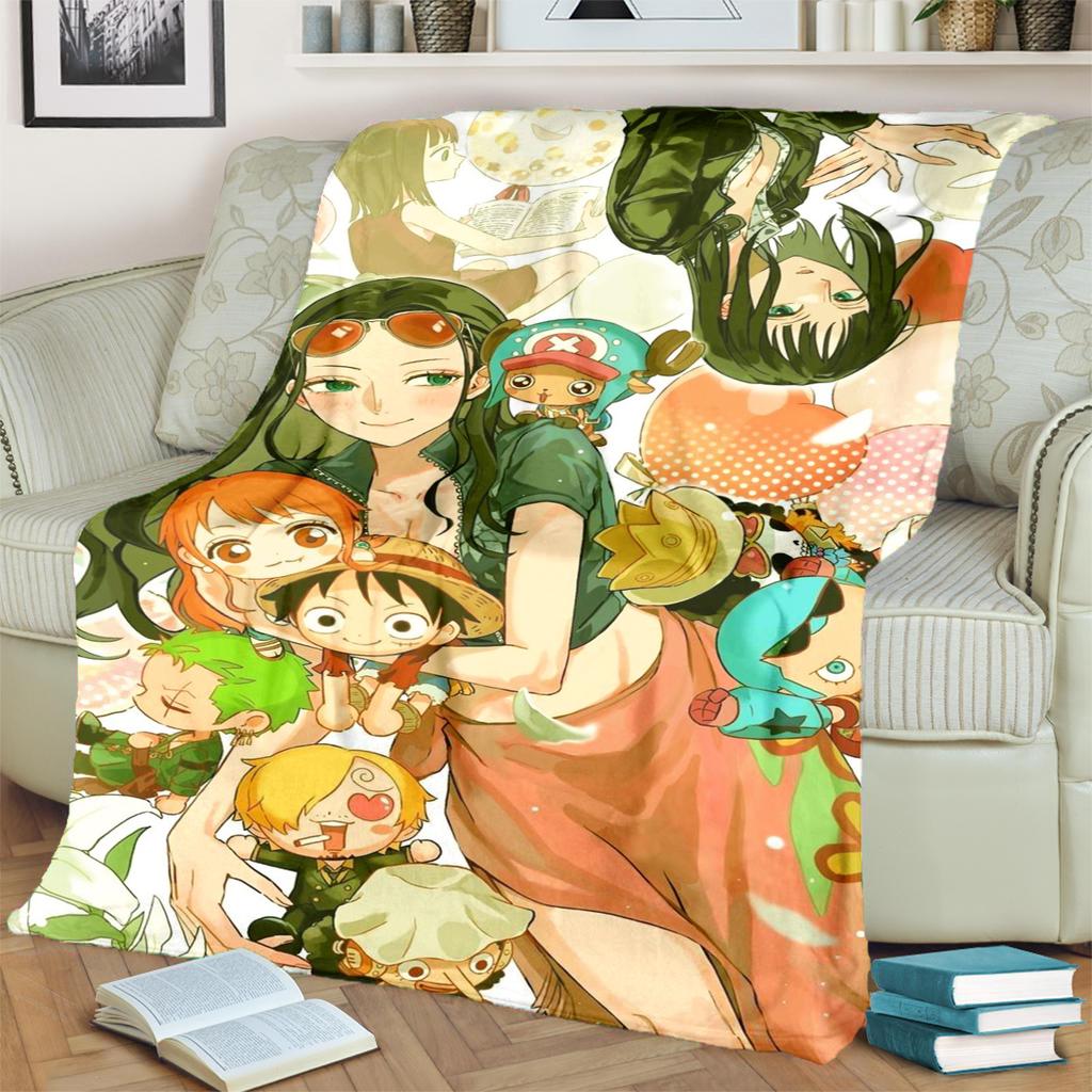 Comfortable Flannel Blanket "ONE PIECE" Print Warm for Sofas, Beds, Chairs and Travel